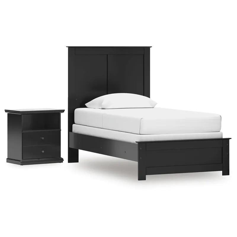 Maribel Twin Panel Bed and Nightstand