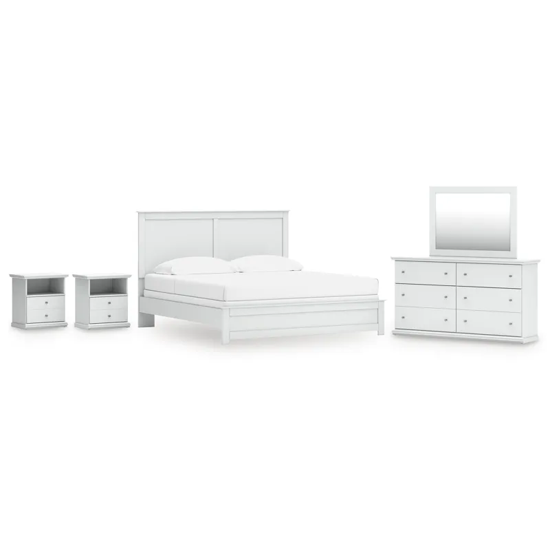 Bostwick Shoals King Panel Bed, Dresser, Mirror and 2 Nightstands