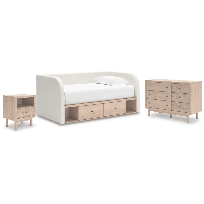 Shapella Twin Day Bed with Storage, Dresser and Nightstand