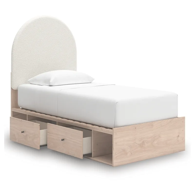 Shapella Twin Upholstered Panel Bed with Storage