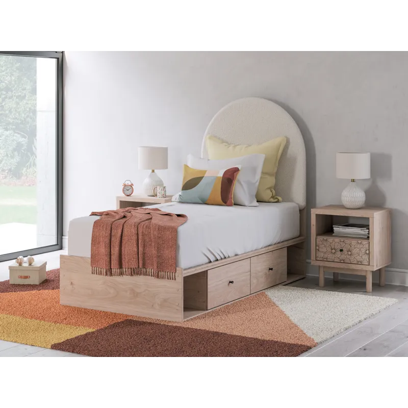 Shapella Twin Upholstered Panel Bed with Storage