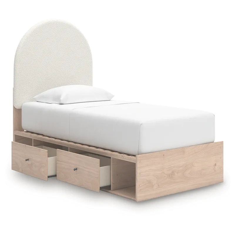Shapella Twin Upholstered Panel Bed with Storage