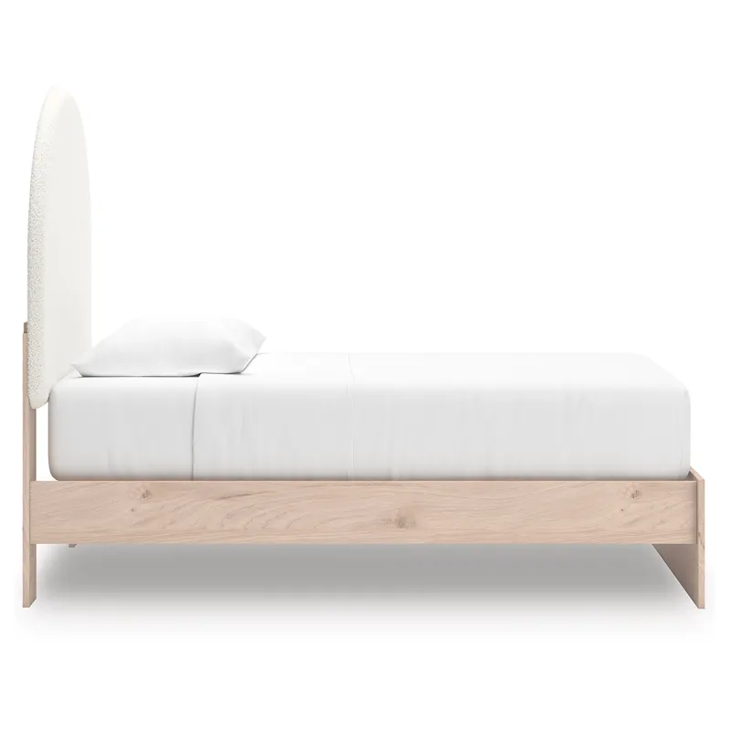 Shapella Twin Upholstered Panel Bed, Dresser and Mirror