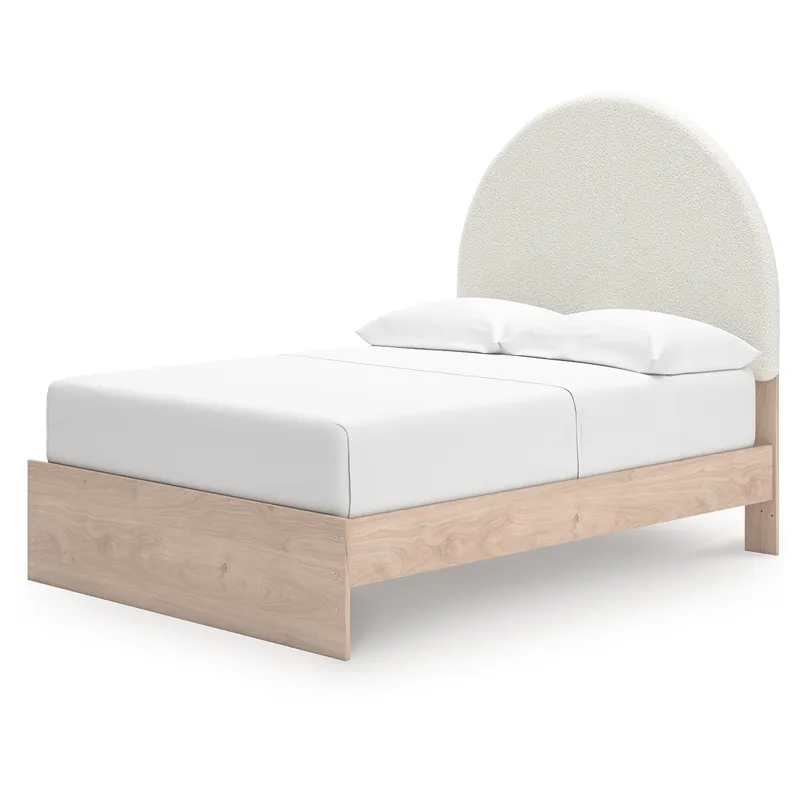 Shapella Full Upholstered Panel Bed, Dresser and Mirror