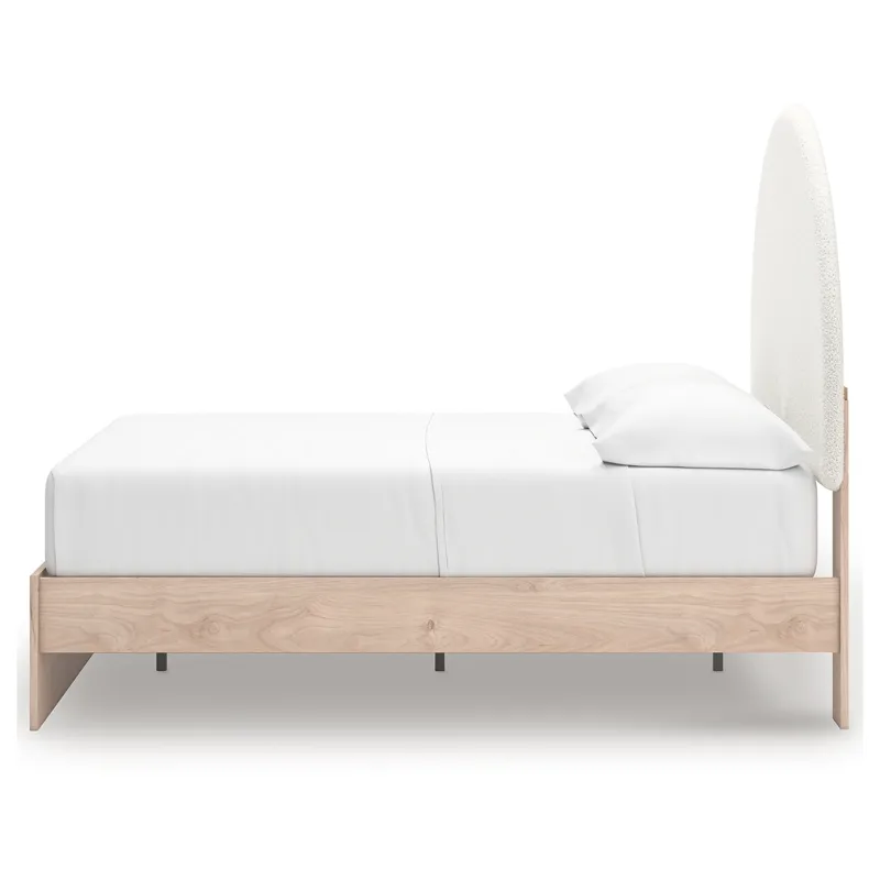 Shapella Full Upholstered Panel Bed, Dresser and Mirror