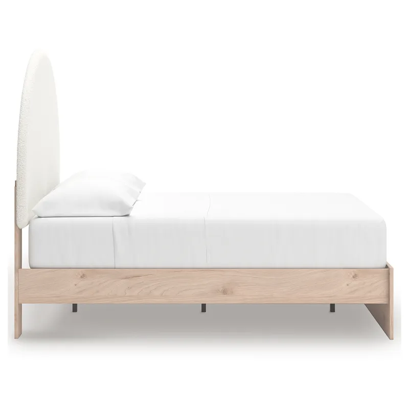 Shapella Full Upholstered Panel Bed, Dresser and Mirror