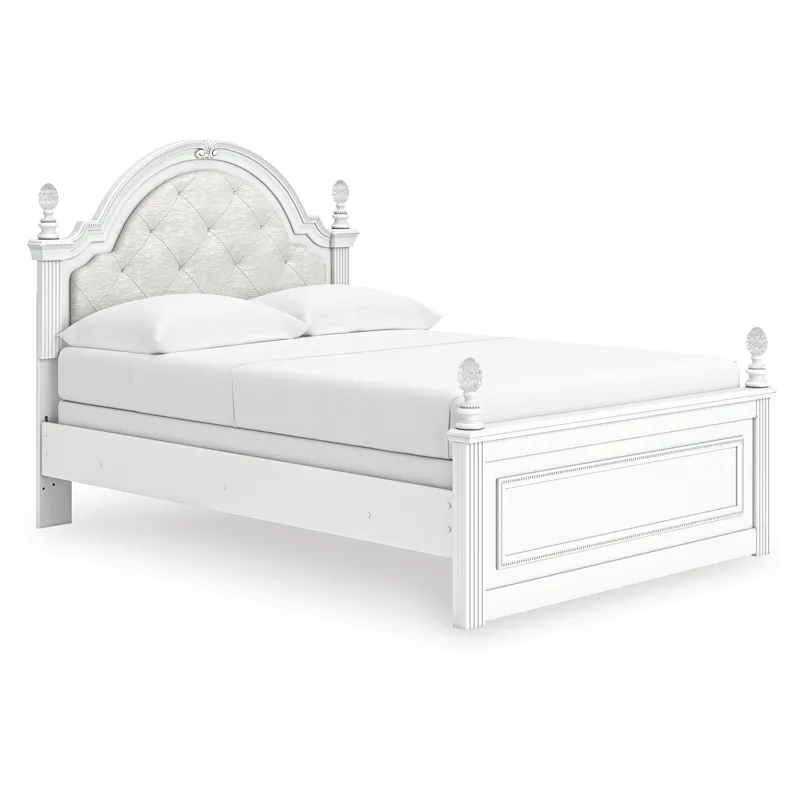 Kozlani Full Upholstered Panel Bed, Dresser and Mirror