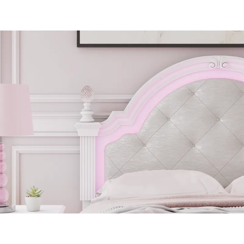 Kozlani Full Upholstered Panel Bed, Dresser and Mirror