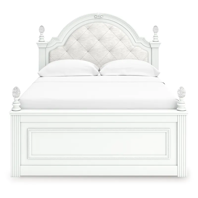 Kozlani Full Upholstered Panel Bed, Dresser and Mirror