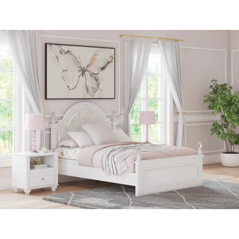 Kozlani Full Upholstered Panel Bed, Dresser and Mirror