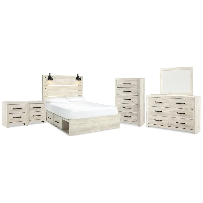 Cambeck Queen Panel Bed with Storage, Dresser, Mirror, Chest and 2 Nightstands