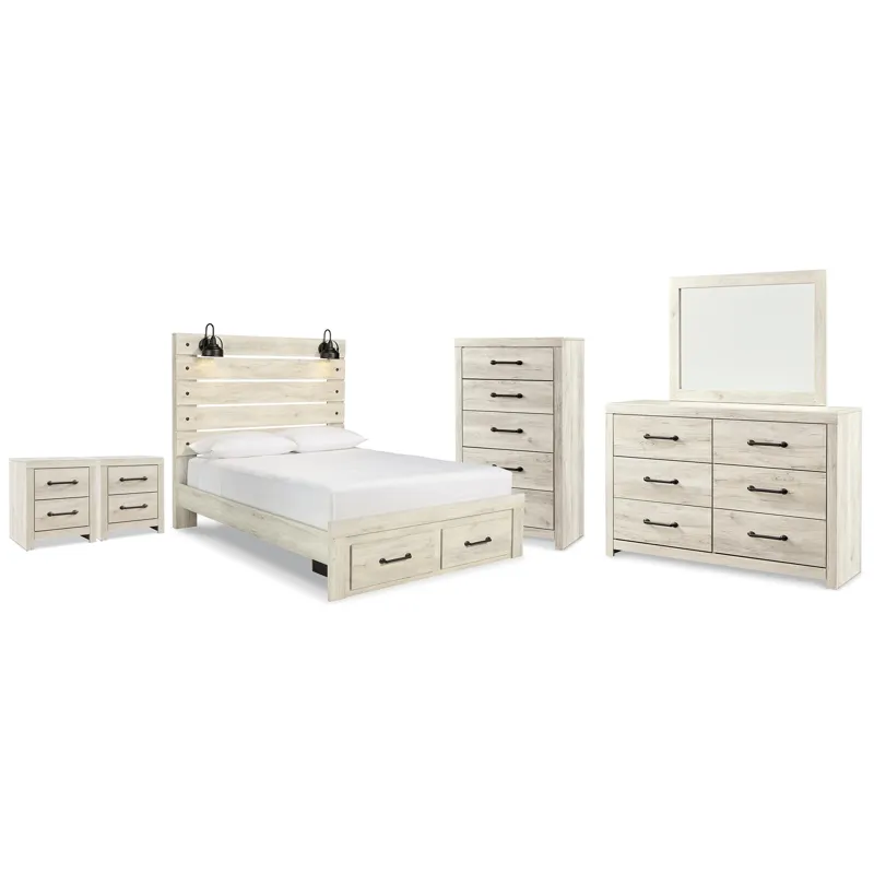 Cambeck Queen Panel Storage Bed, Dresser, Mirror, Chest and 2 Nightstands