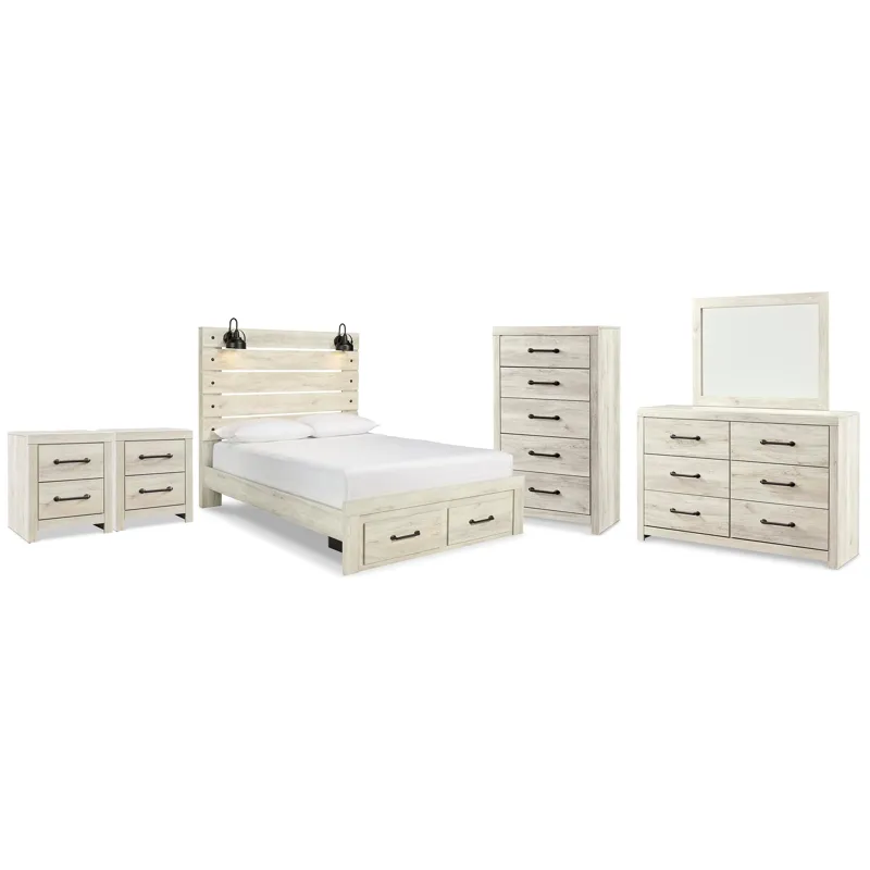 Cambeck Queen Panel Storage Bed, Dresser, Mirror, Chest and 2 Nightstands