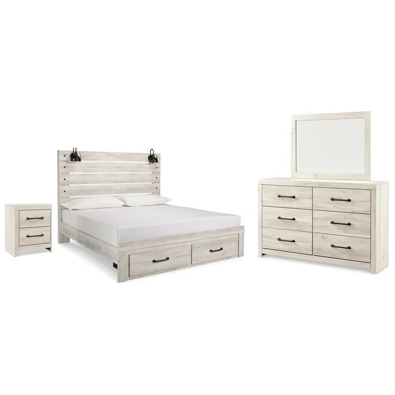 Cambeck King Panel Storage Bed, Dresser, Mirror and Nightstand