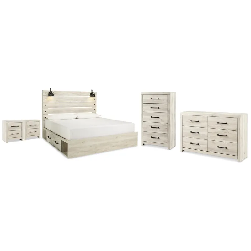 Cambeck King Panel Bed with Storage, Dresser, Chest and 2 Nightstands