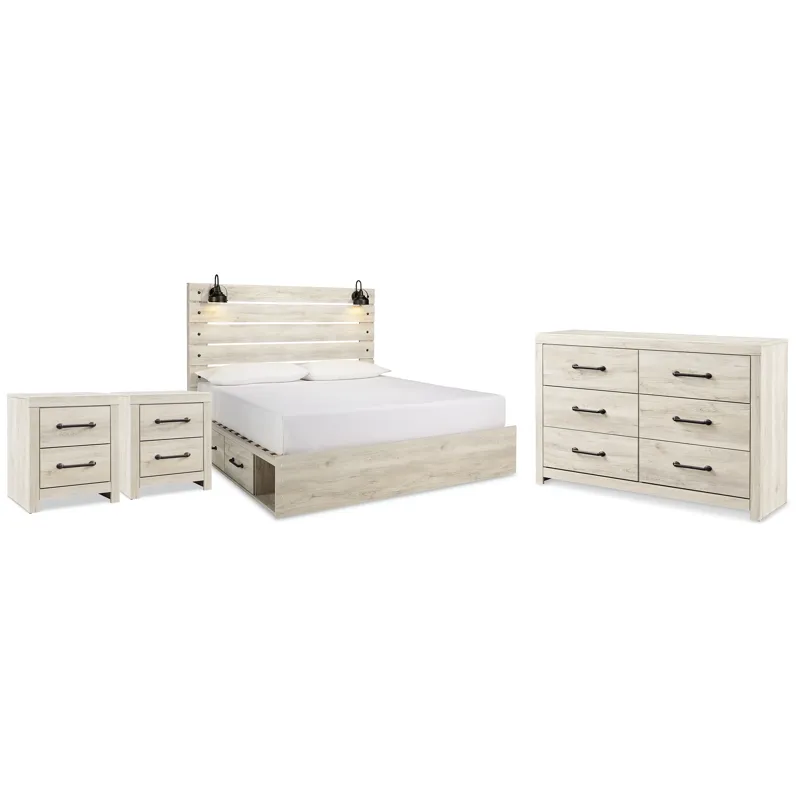 Cambeck King Panel Storage Bed, Dresser and 2 Nightstands
