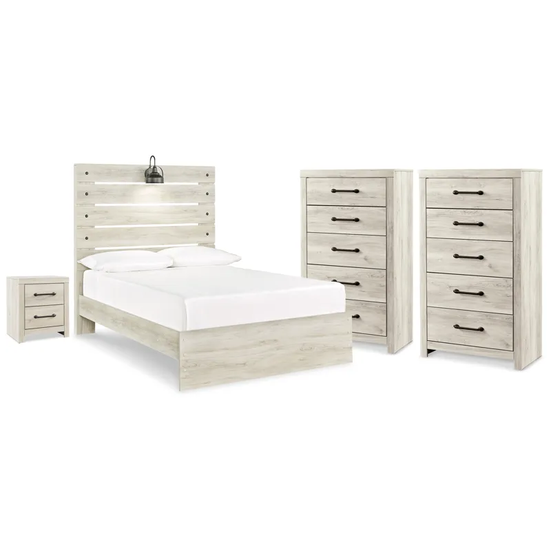 Cambeck Full Panel Storage Bed, 2 Chests and 1 Nightstand