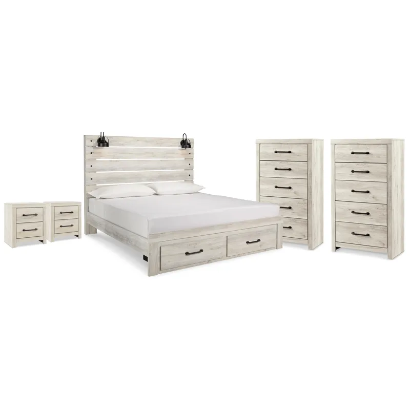 Cambeck King Panel Storage Bed, 2 Chests and 2 Nightstands