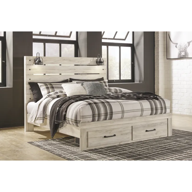Cambeck King Panel Storage Bed, Dresser, Mirror and Nightstand