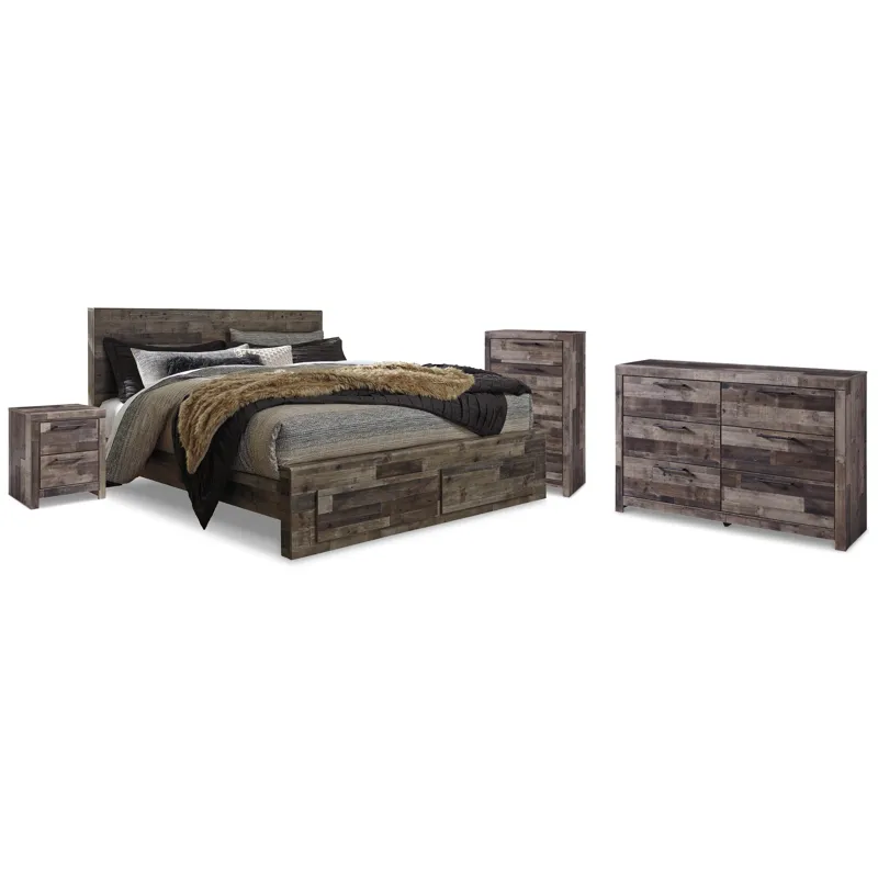 Derekson King Panel Bed, Dresser, Chest and Nightstand