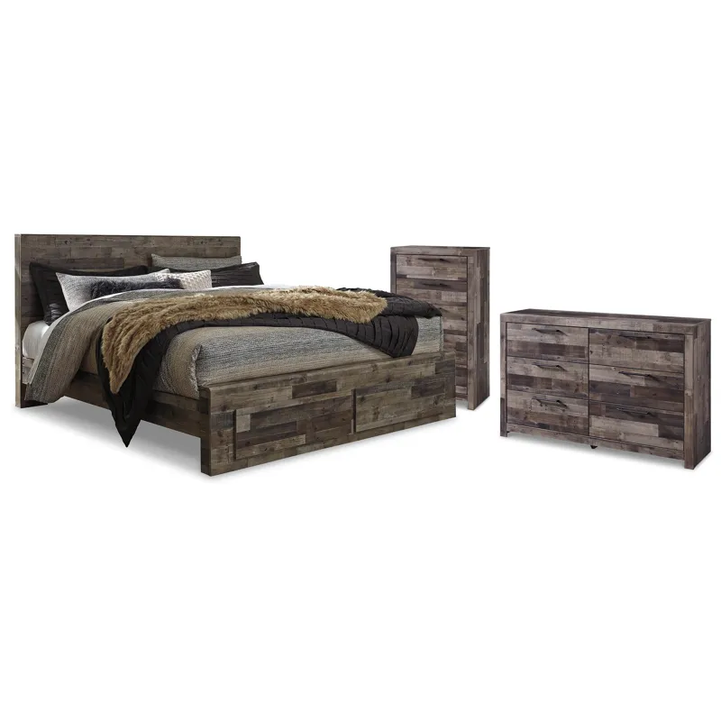 Derekson King Storage Bed, Dresser and Chest