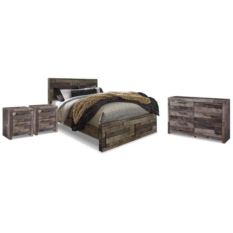 Derekson Queen Panel Storage Bed, Dresser and 2 Nightstands