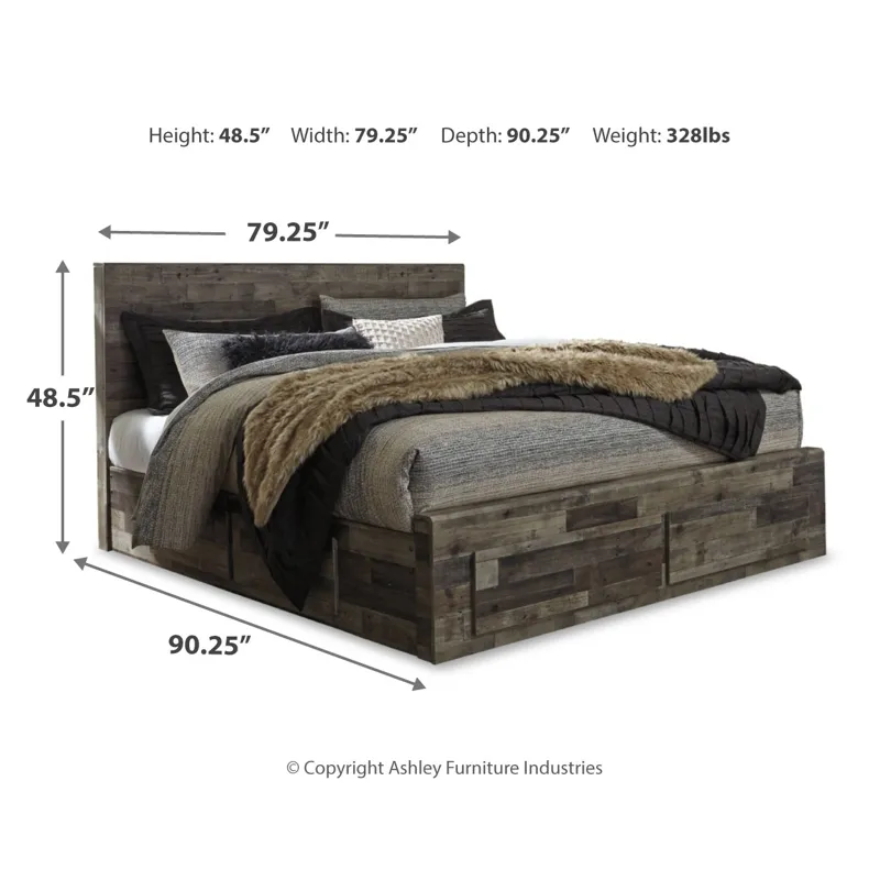 Derekson King Panel Storage Bed, Dresser, Mirror, Chest and 2 Nightstands