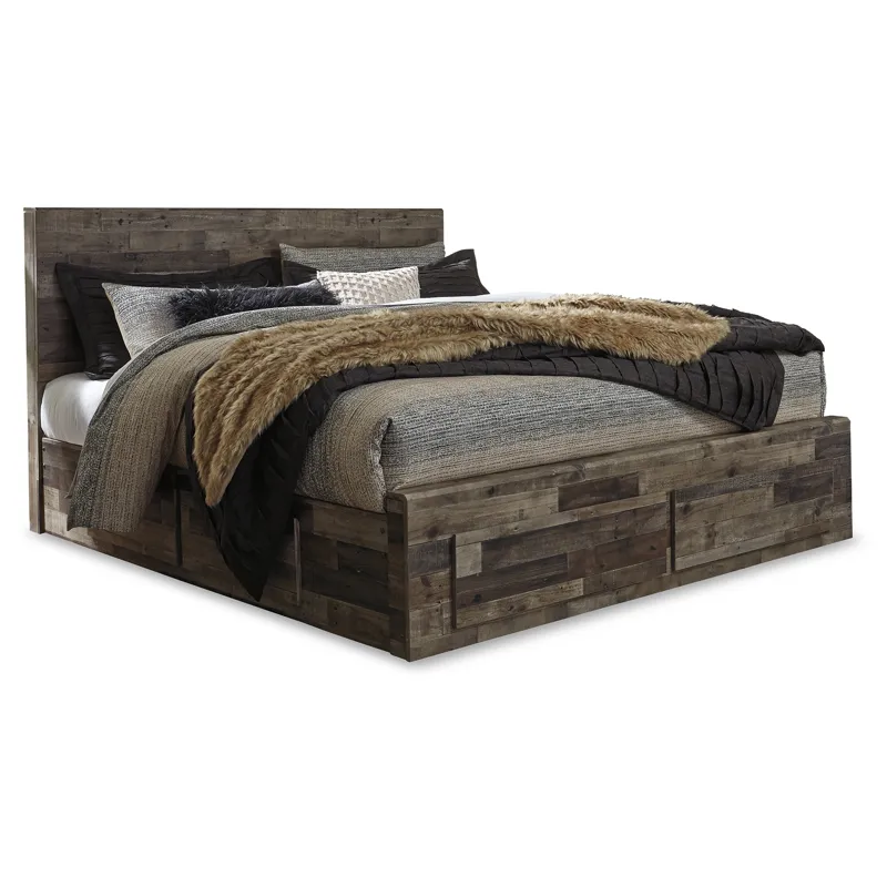 Derekson King Panel Storage Bed, Dresser, Mirror, Chest and 2 Nightstands