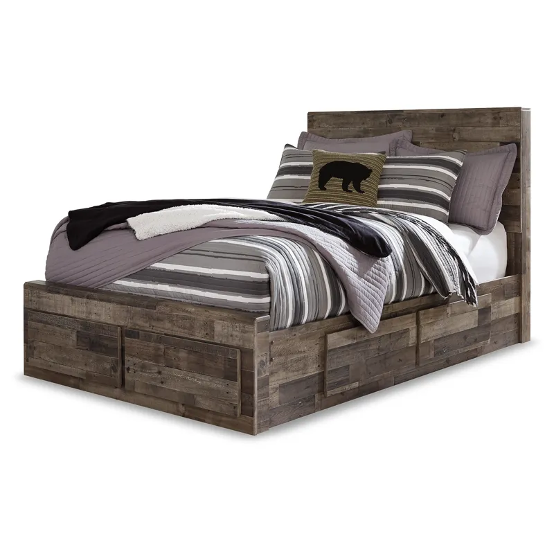 Derekson Full Panel Storage Bed, Dresser, Mirror and 2 Nightstands