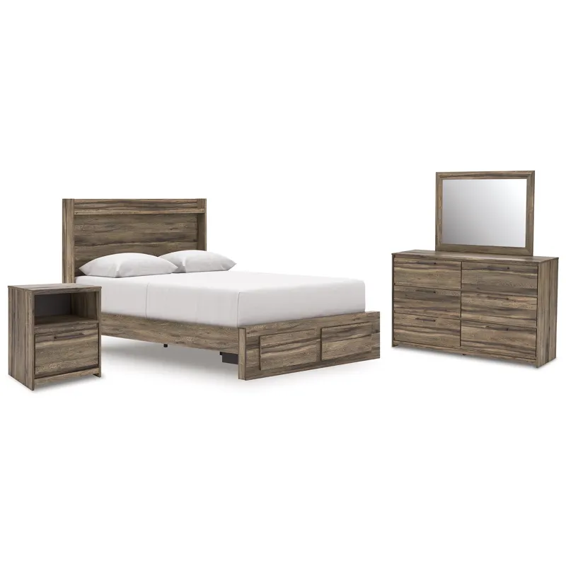 Elbrim Queen Panel Storage Bed, Dresser, Mirror and Nightstand