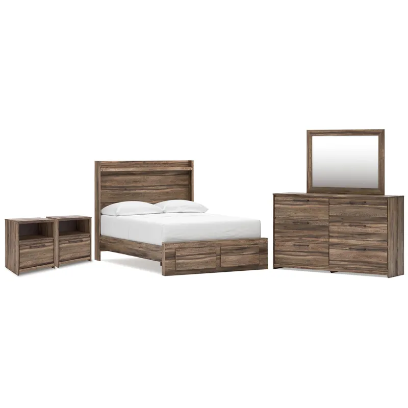 Elbrim Full Panel Storage Bed, Dresser, Mirror and 2 Nightstands