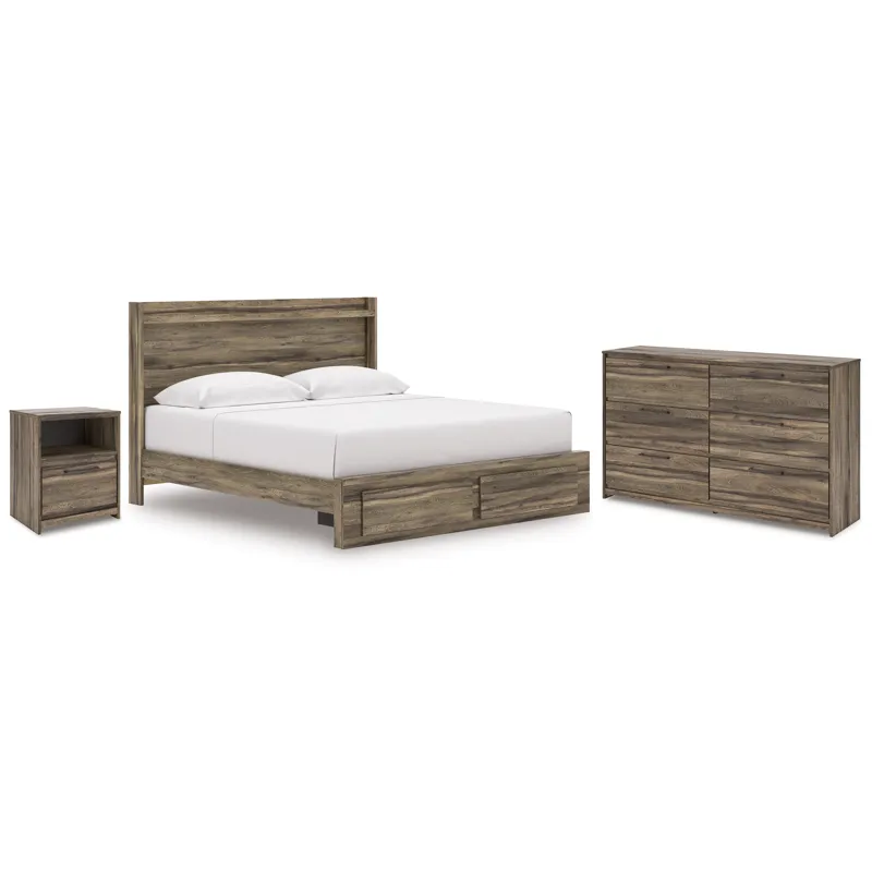 Elbrim King Panel Storage Bed, Dresser and Nightstand