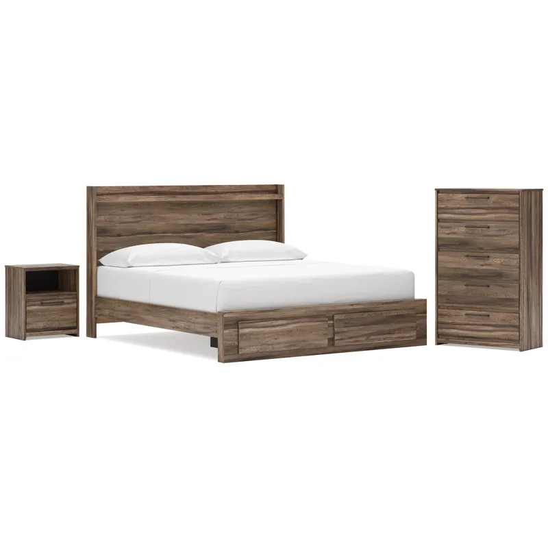 Baystorm King Panel Storage Bed, Chest and Nightstand