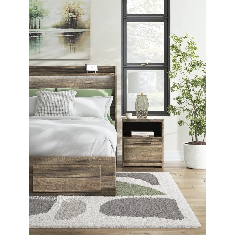 Elbrim Queen Panel Storage Bed, Dresser, Mirror and Nightstand