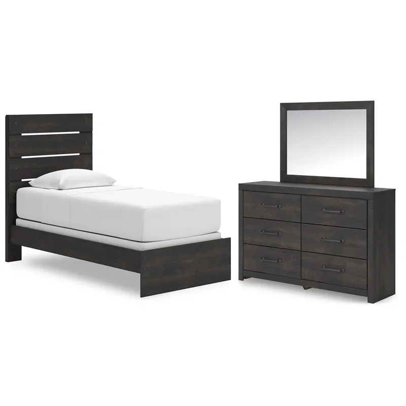 Hollivern Twin Panel Bed, Dresser and Mirror