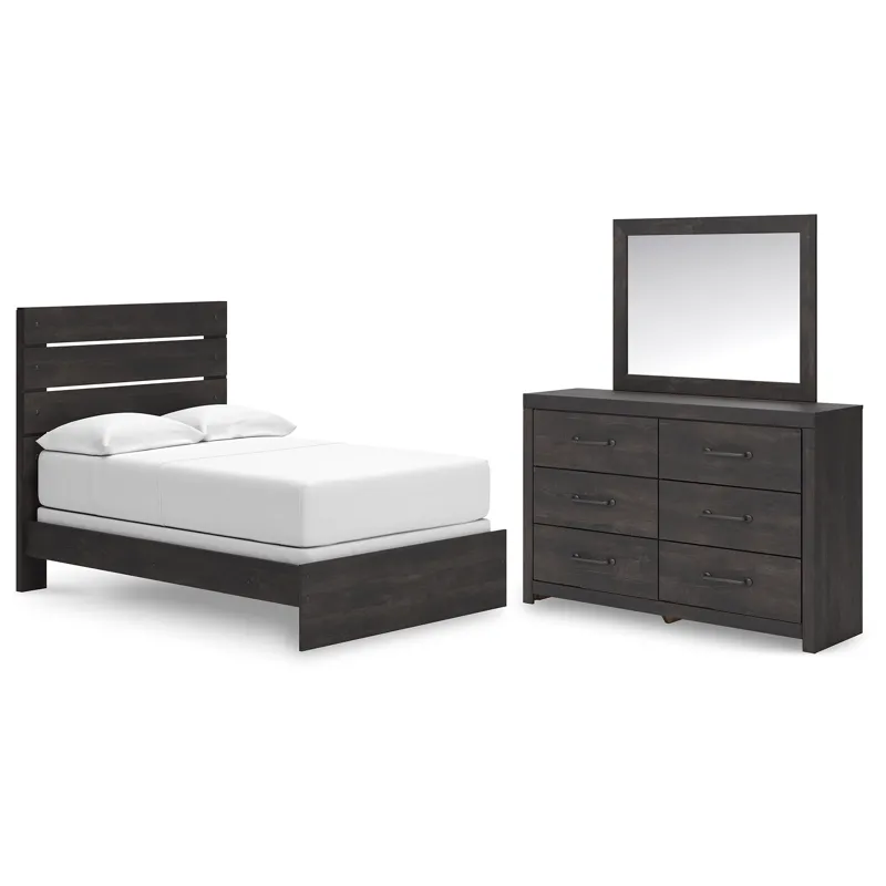 Hollivern Full Panel Bed, Dresser and Mirror