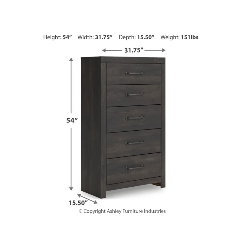 Delmorta Twin Panel Storage Bed, Dresser, Mirror and Chest