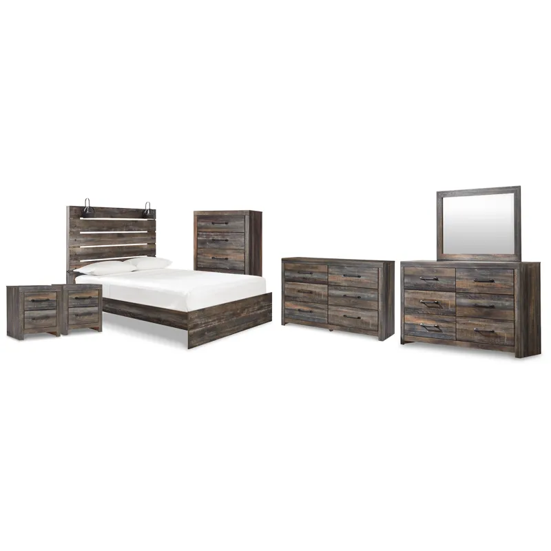 Drystan Queen Panel Bed, 2 Dressers, Mirror, Chest and 2 Nightstands