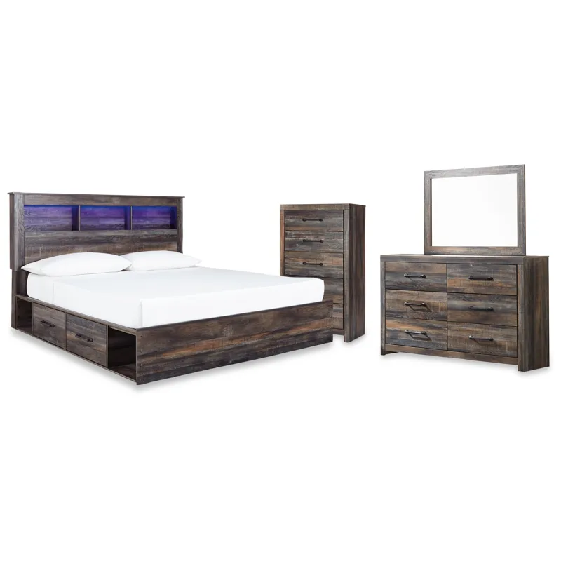 Drystan King Storage Bed, Dresser, Mirror and Chest