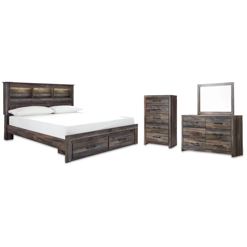 Drystan King Storage Bed, Dresser, Mirror and Chest