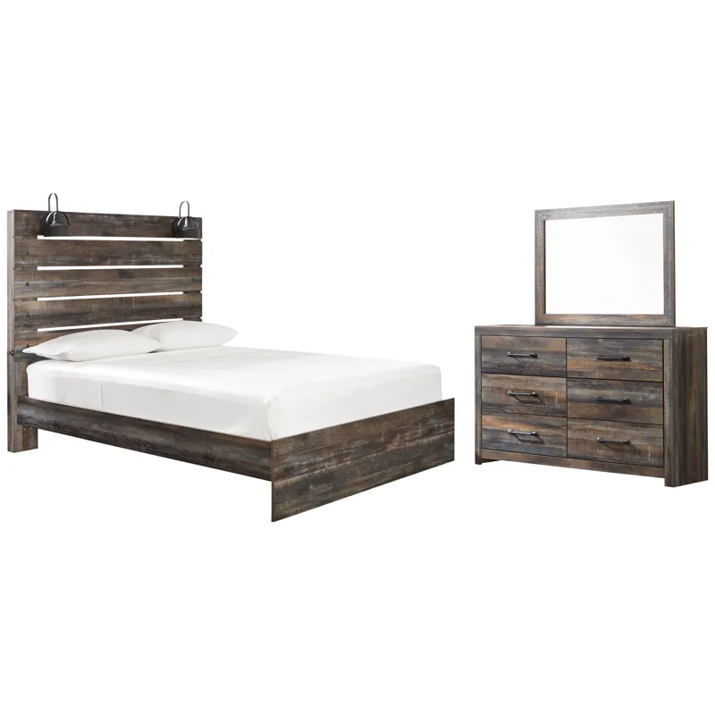 Drystan Queen Panel Bed, Dresser and Mirror