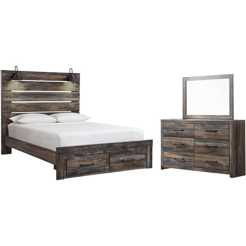 Drystan Queen Panel Storage Bed, Dresser and Mirror NIS551576880 by
