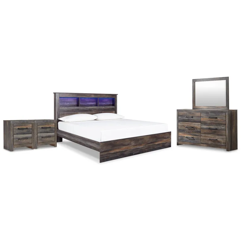 Drystan King Panel Bed, Dresser, Mirror and 2 Nightstands