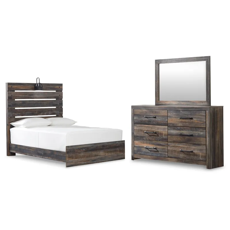 Drystan Full Panel Bed, Dresser and Mirror