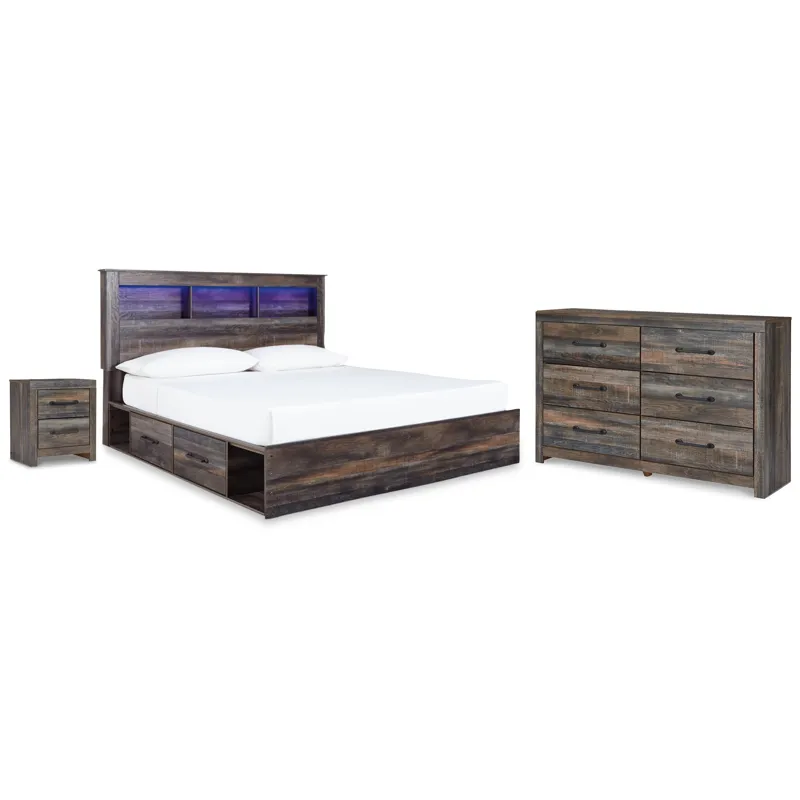 Drystan King Bookcase Storage Bed, Dresser and Nightstand