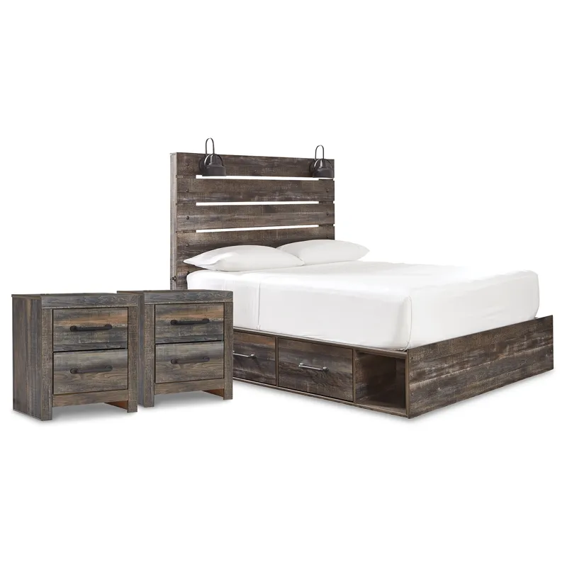Drystan Queen Panel Storage Bed and 2 Nightstands