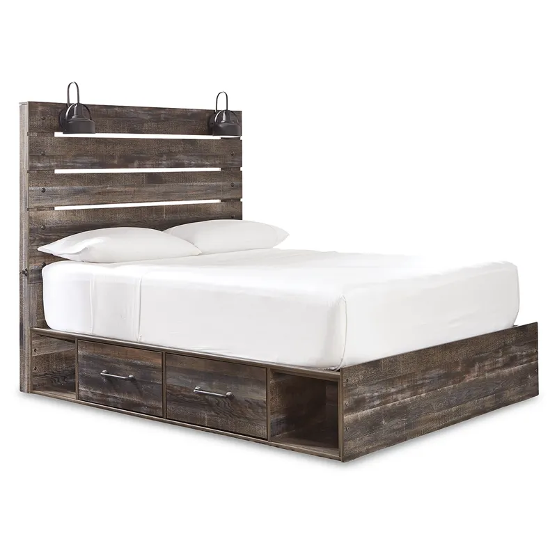 Drystan Queen Panel Storage Bed, Dresser, Mirror, Chest and Nightstand