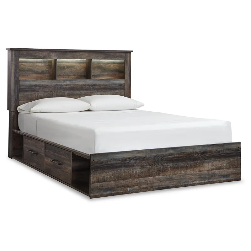 Drystan Queen Bookcase Bed with Storage, Dresser and Nightstand