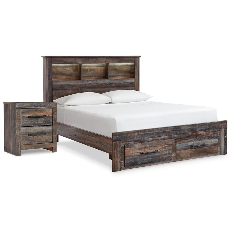Drystan Full Bookcase Storage Bed and Nightstand