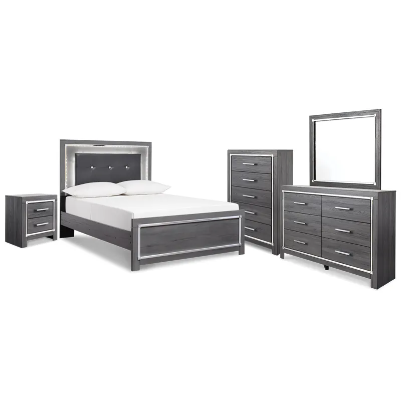 Lodanna Full Panel Bed, Dresser, Mirror, Chest and Nightstand